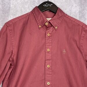 Brooks Brothers Red Fleece Shirt Mens S Burgundy Excellent Cotton Twill Logo